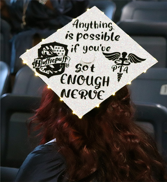 Graduate wearing a customized cap